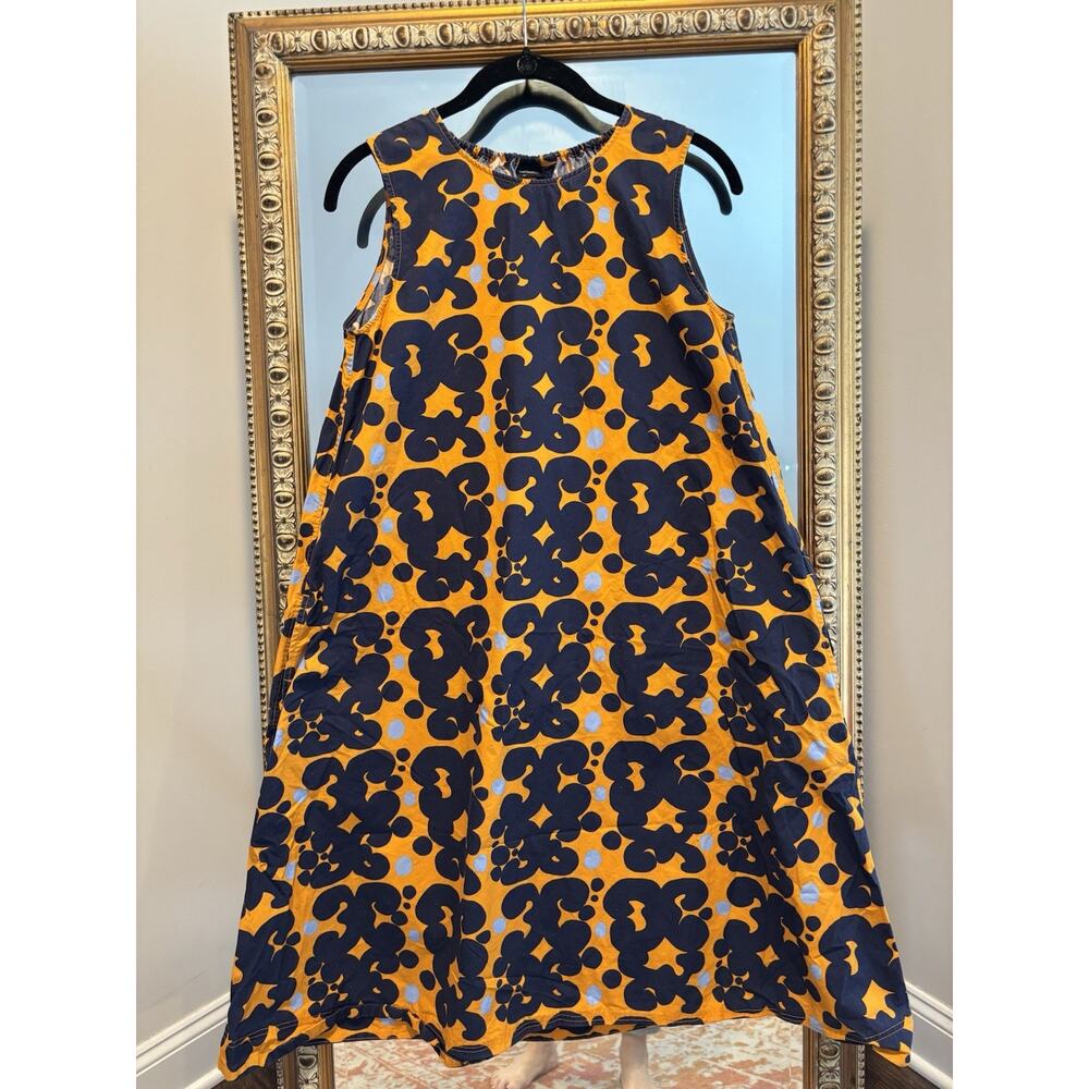 Marimekko Uniqlo Dress Girls 13, A Line Orange/ Blue